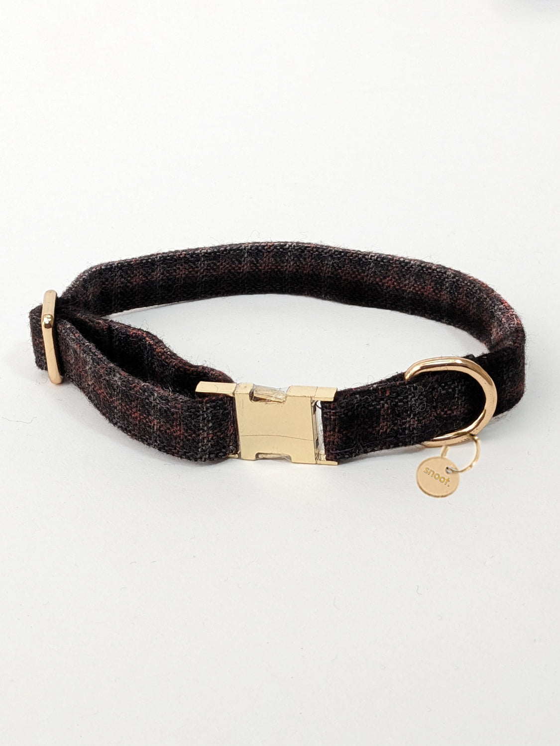 BROWN CHECK TWEED COLLAR